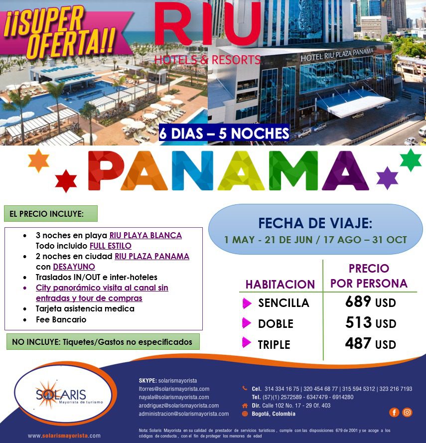 Panamá - Riu - 6 días-Feb 2024