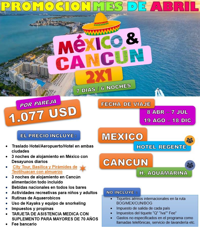México - Cancún 2x1 - 7 días - abril 2024